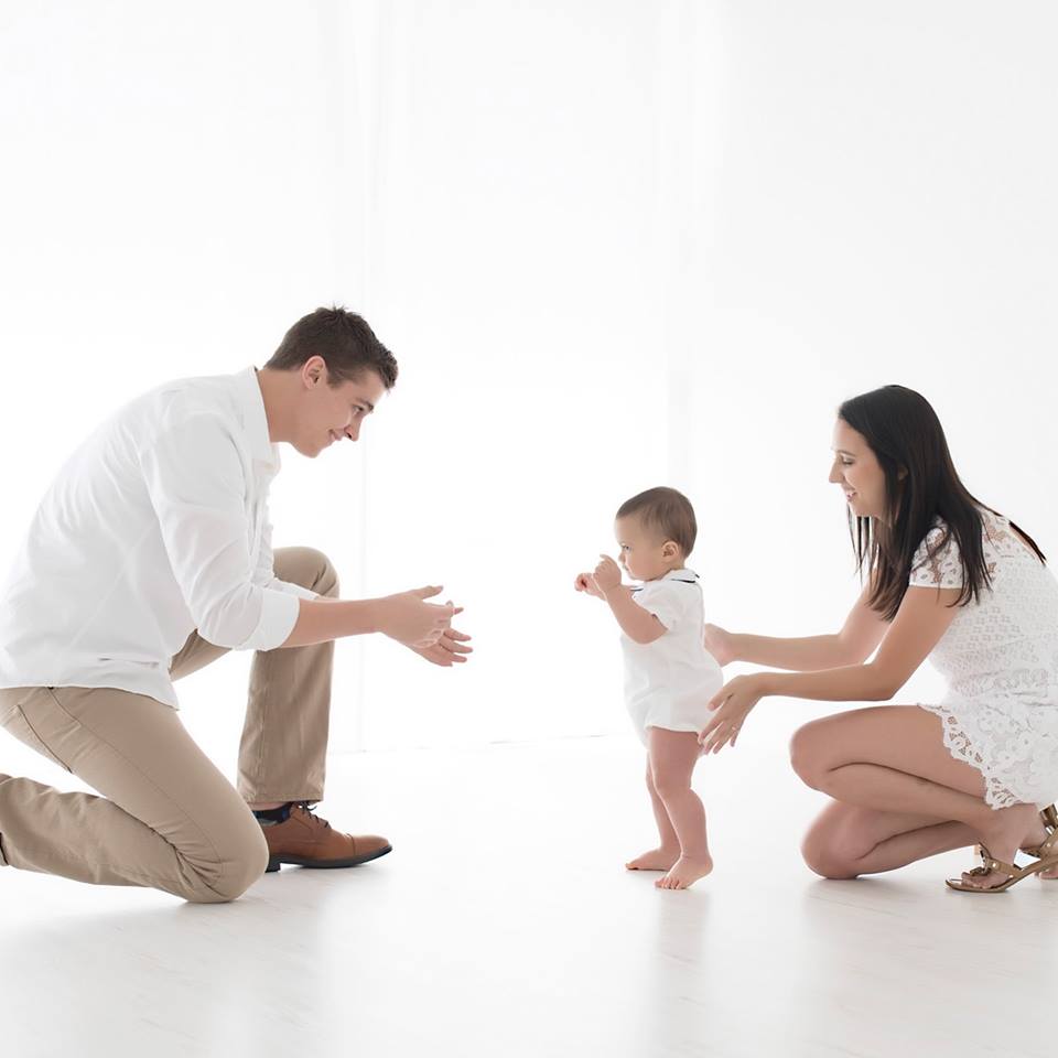 Baby takes first store steps